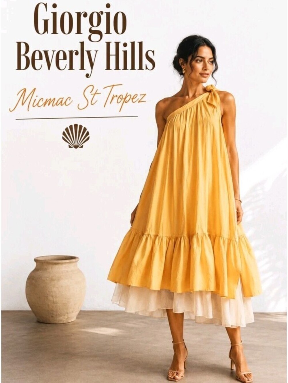 Giorgio Beverly Hills,  VTG. 70' 80’s One Shoulder Dress Micmac St Tropez XS #CC